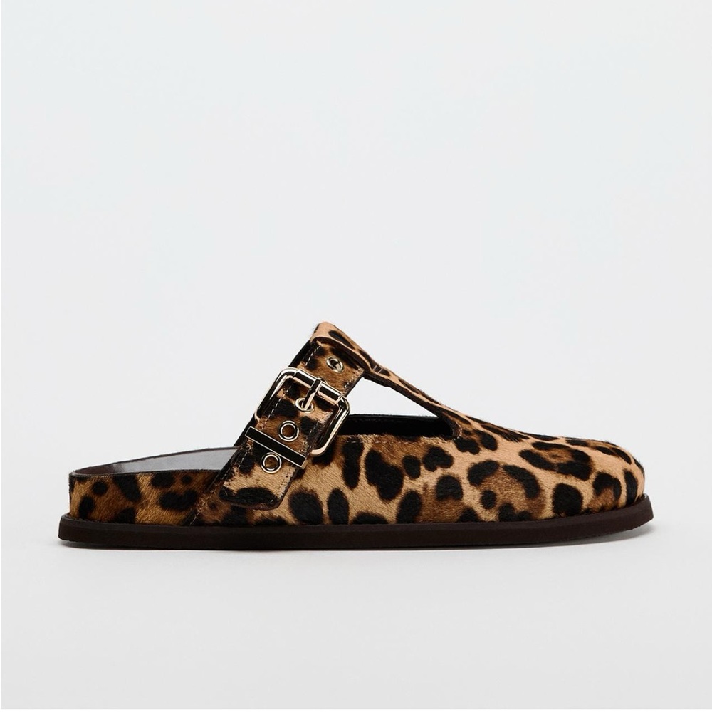 Zara Leopard Print Flats with Buckle